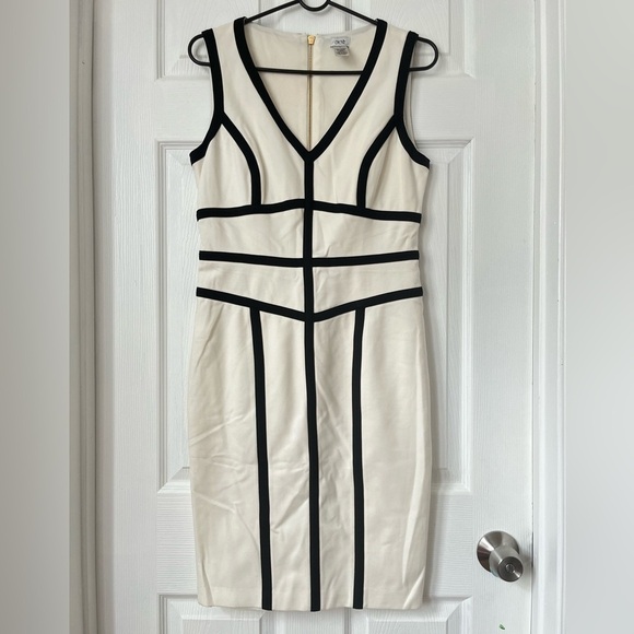 Cache White with black stripes stretchy dress size 8 - Picture 1 of 6